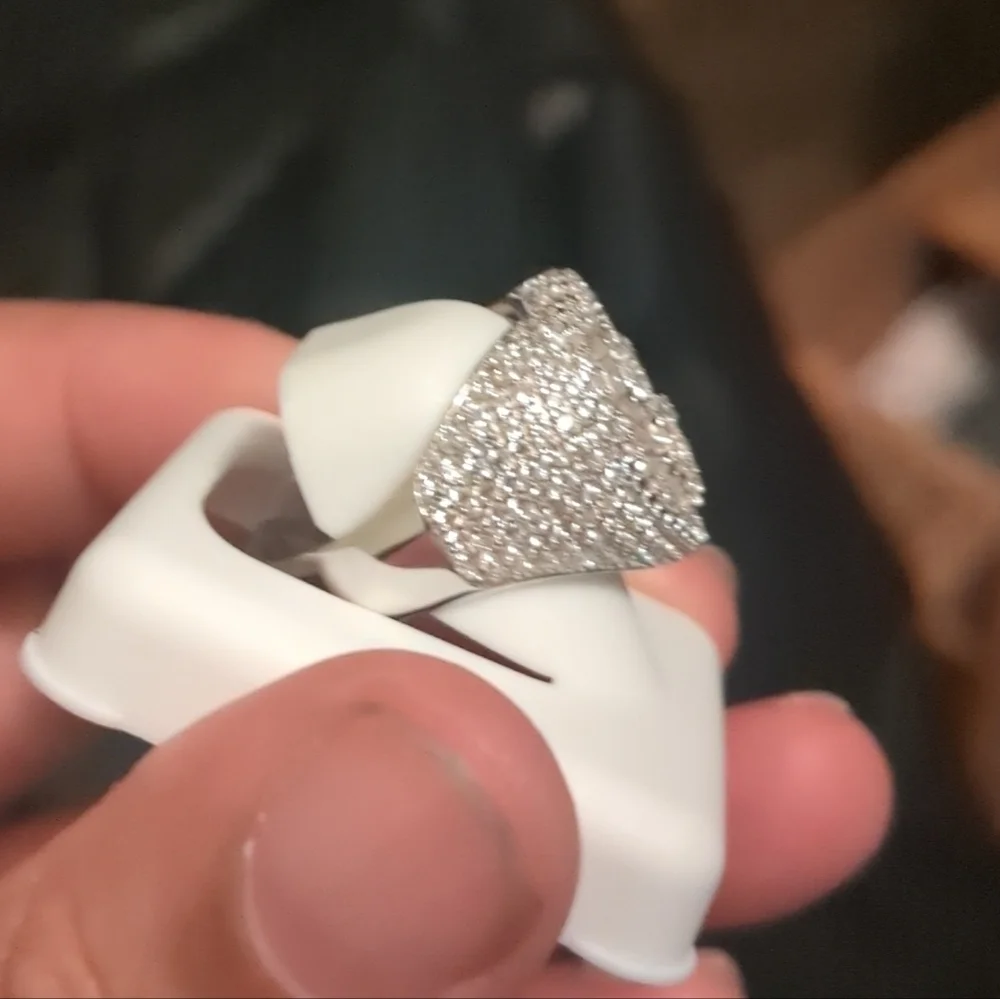 Iced out Sterling Silver Heart money sign Ring size 9